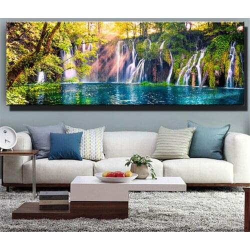 Volledige Natural scenery green tree lake 5d large diy diamond painting cross stitch full drill rhinestone embroidery kit JX2498