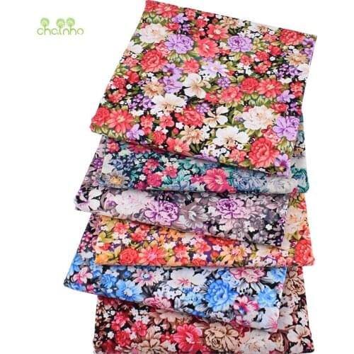 Chainho,Floral Series Printed Plain Cotton Fabric,DIY Quilting&Sewing Poplin Material For Baby&Child Dress,Shirt,Skirt,100x145cm