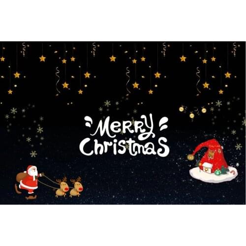 Merry Christmas Backdrop Cartoon Santa Stars Snowflakes Photography Background Xmas New Year Party Decor Photo Booth Studio Prop
