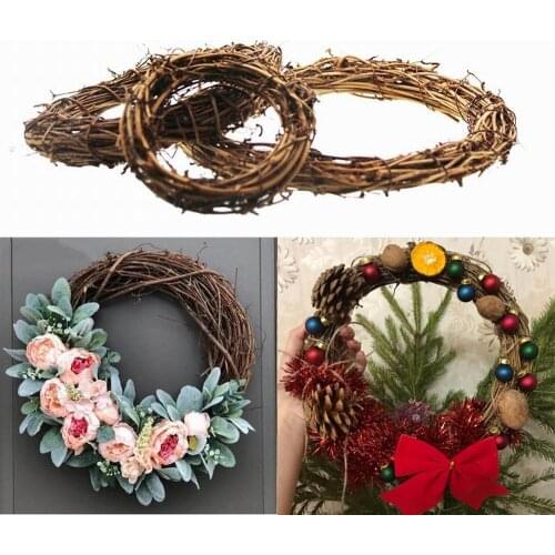 10/20/30cm Retro Christmas Wreath Hang Natural Garland Dried Rattan Xmas Wedding Wreaths Home Wall Decor DIY grapevine wreath
