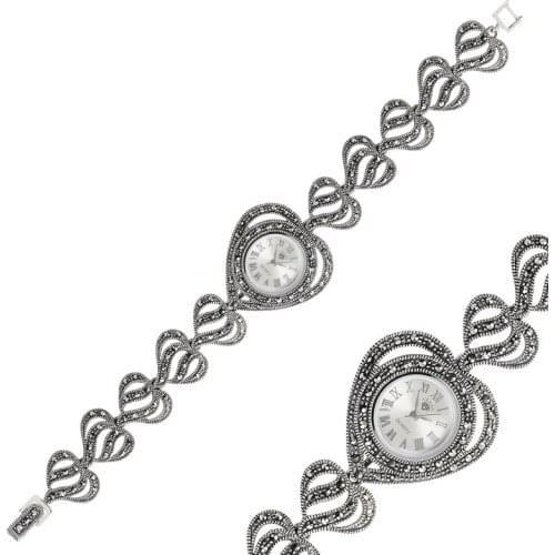 Silverlina Silver Marcasite Sterling Sleeve Clock