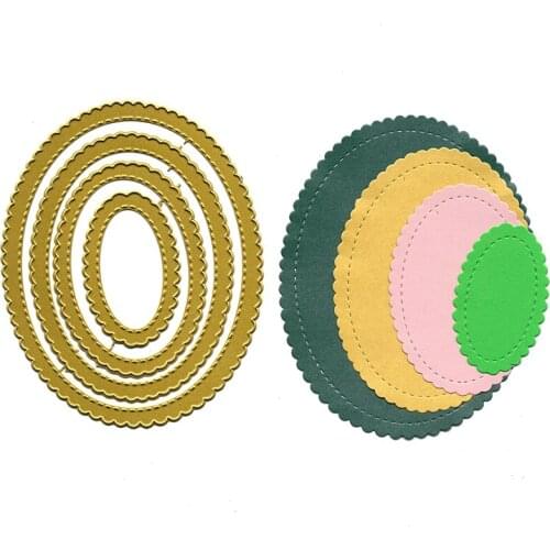 4pcs ellip Slimline Dies Scrapbooking Embossing Folders for Cards Making Craft DIY Metal Cutting Dies Photo Alum Card Handmade