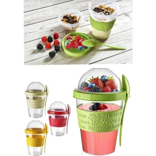 Take & Go Lid With Spoon Bath And Get Out Fruit Yogurt Container Food container Portable cup mug
