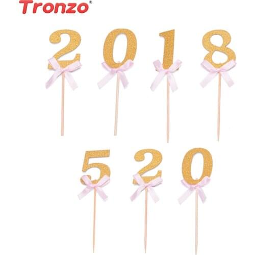 Tronzo Birthday Cake Topper Happy Birthday Decoration 10pcs Glitter Gold Number Cupcake Topper Birthday Party Decorations Kids