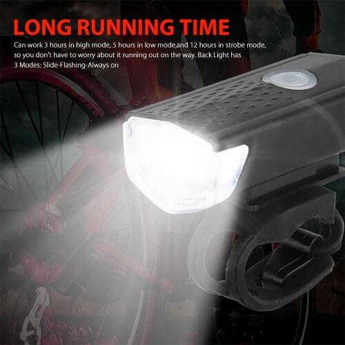 USB Rechargeable Bike Light MTB Bicycle Front Back Rear Taillight Cycling Safety Warning Light Waterproof Bicycle Lamp Flashligh