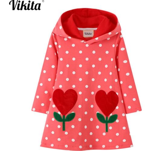 VIKITA Girls Hoodies Dress Christmas Tops Clothes Autumn Winter Kids Teens Long Sleeve Hoody Pencil Dresses Children Clothing