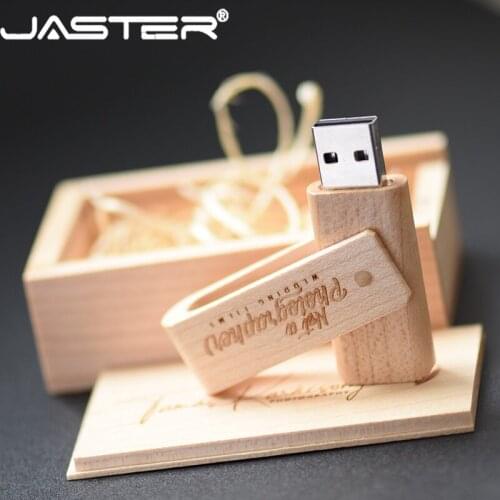 JASTER free shipping (free custom logo) wooden spin + box USB 2.0 pendrive 4GB 8GB 16GB 32GB 64GB 128GB usb flash drive