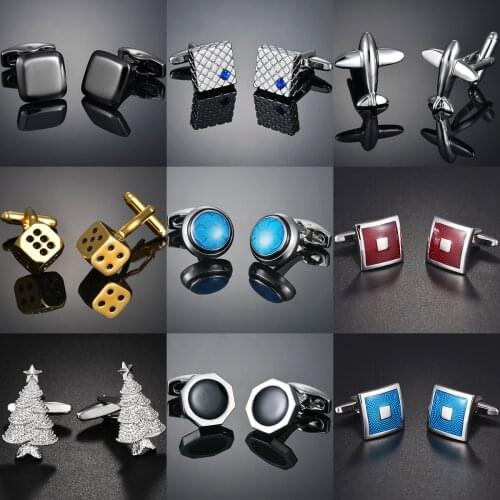 High Quality Geometric Black and Silver Color Copper Mens Suit Shirts Cufflinks Males Business Cuff Buttons Jewelry Wholesale