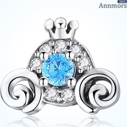 For Women Silver 925 Stud Earrings 2021 Trend Fit Original Pandora 925 Original Blue Zircon Crown Ear Piercing Jewelry Earrings