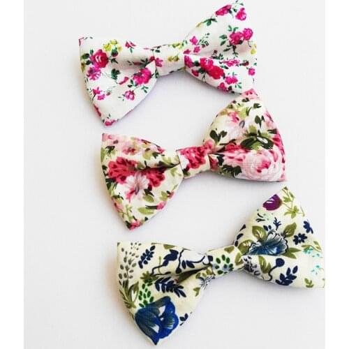 5"/3" Floral Bow Hair Clips for Teens Girls Kids Toddlers Baby Hair Accessories Handmade Cotton Fabric Hair Bow