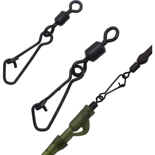 20PCS Carp Fishing Accessories Snap Link Swivels Hook Snap Swivel Size 8/11 Hook Bait Connectors Carp Fishing Rigs Making Tackle