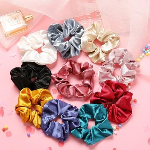 3.9 inch Women Silk Scrunchie Elastic Handmade Multicolor Hair Band Ponytail Holder Headband Hair Accessories