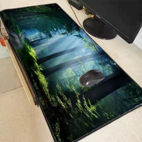 MRGBEST Nature Blue Forest Snow Large Mouse Pad Gaming Mousepad Anti-slip Natural Rubber Desk Mat with Locking Edge Csgo