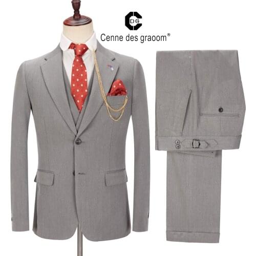 Cenne Des Graoom New Men Suit Costume Pants 3 Pieces Tailor-Made Suits Wedding Business Casual Groom Party DG-W-3