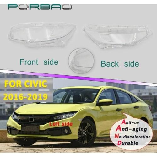 Headlight Covers For Honda CIVIC Transparent Headlight Clear Auto-Shell Low Configuration 16-18 Replacement DIY
