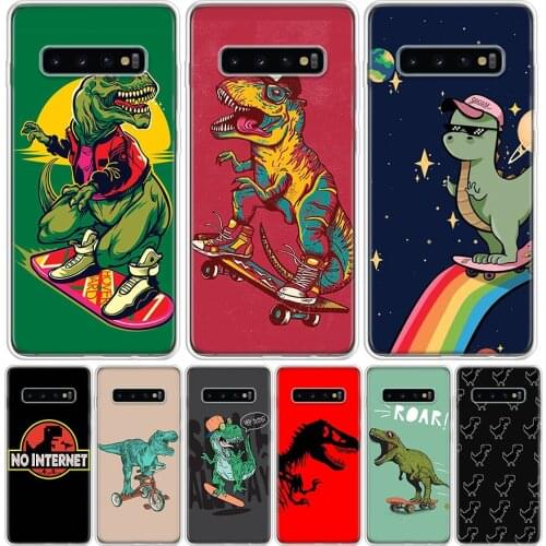 Dinosaur Skate Dude Cool Phone Case For Samsung Galaxy S10 S21 S20 FE Ultra Note 10 9 8 S9 S8 S7 Plus Lite Pro + J4 J6 Coque Cap