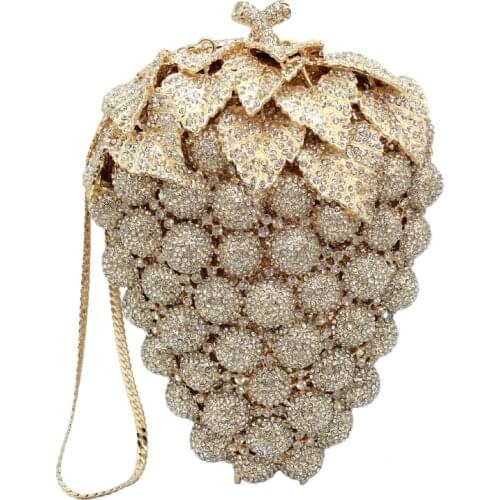 DAIWEI New design clutch evening bags women purse Grape shaped Rhinestones crystal party clutch bags