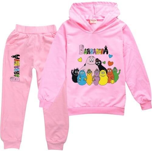 Barbapapa Cartoon Hoodies+Pants Sets Children Baby Girl Clothes Kids Sweatshirt Autumn Anime Printing Hooded Tops Clothing