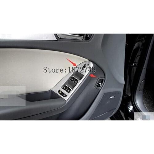 For Audi A5 A4 2011 - 2015 Stainless Steel Door Armrest Window Lift Button Frame Panel Cover Trim