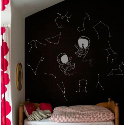 Two Astronauts With Constellations Wall Decals Stars Decal Kids Nursery DIY Wall Stickers Constellation Murals Home Decor LC580