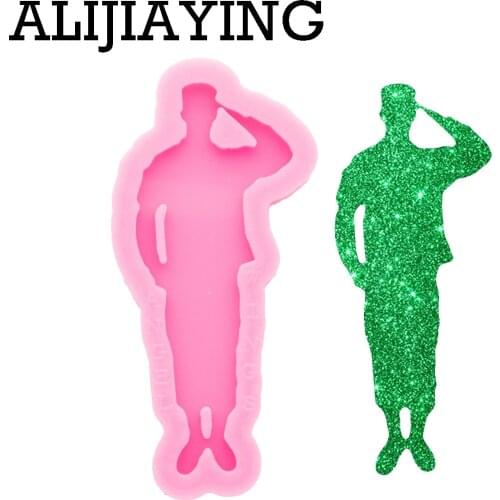 DY0645 Super Glossy Standing soldier Keychain Silicone Mold Not sticky Epoxy Craft Molds DIY for Resin Crafting Mould