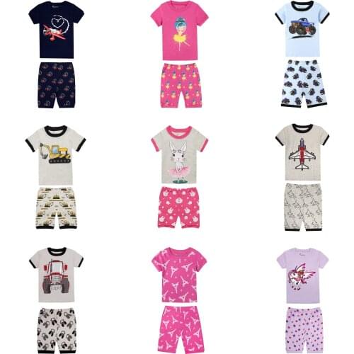 Cotton Pajama Set Cartoon Pattern Children for Pajamas Two-piece Thin Short-sleeved Kids Colorful Cute Pajamas Suit for Girls