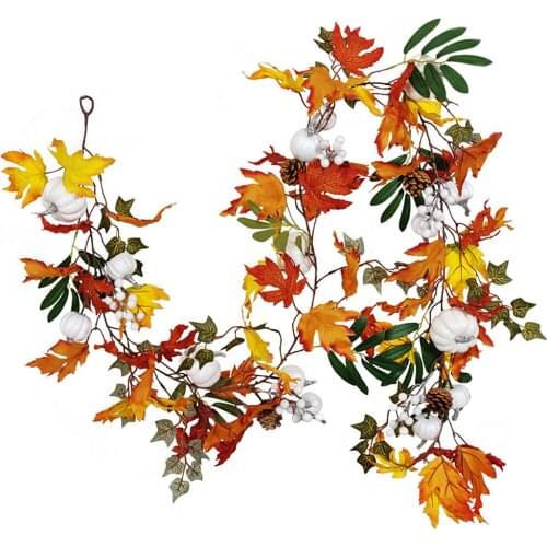 Artificial Maple Leaves Rattan Hanging Long Rattan Wall Winding Simulation Flower Vine Autumn Harvest Thanksgiving Festival