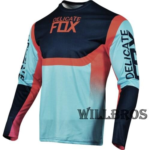 Delicate Fox 2021 360 Voke Blue Jersey Motocross Cycling Motorbike Off Road Dirt Bike Riding ATV MTB DH
