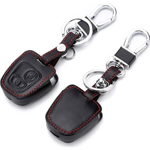 Leather Car Key Case for Peugeot 206 307 207 408 for Citroen C2 C3 C4 Iran Skin Rubber Key Cover