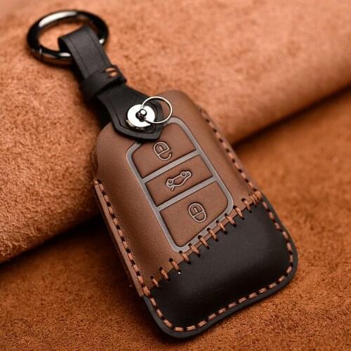 Leather car key case cover for volkswagen vw magotan b8 wei lan polo 9n golf 4 3 5 6 6r 7 mk7 mk4 passat b5 b6 b8 b7 touran