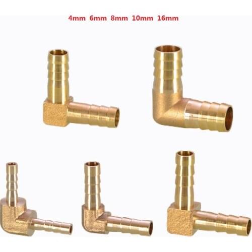 90 Elbow Brass Barbed Hose Splitter Connector Fuel Pipe Gas Tubing Joiner 4/6/8/10/16mm Pipe Fitting Connector Adapter