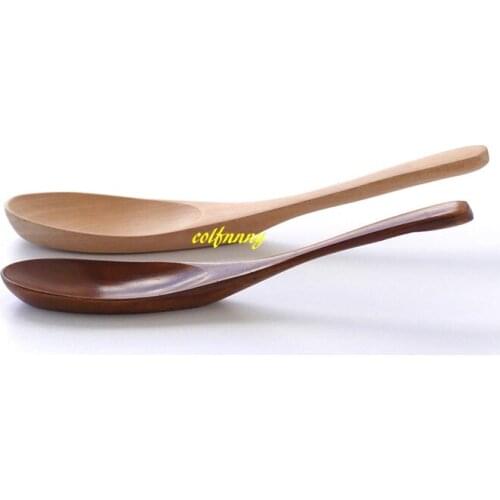 100pcs/lot 15*4cm Natural Wooden Flat bottom Spoon Tableware Dining Soup Tea Honey Coffee Wood Spoon Kitchen Accessories