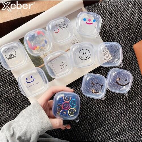 Cute Cartoon Smiley Transparent Earphone Case For Samsung Galaxy Buds Live Bag Soft Protecte Charging Headset Cover Accessories