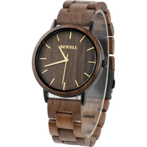 Fastion176AG Men Model BEWELL Metal and Wood Watches with Different Color Waterproof Watch