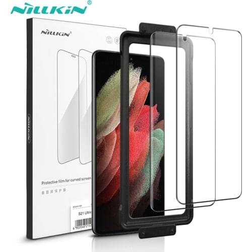 NILLKIN 2Pcs Full Glue Screen Protector For Samsung Galaxy S21 Ultra Full Cover Soft Film For Note 20 Ultra With tools