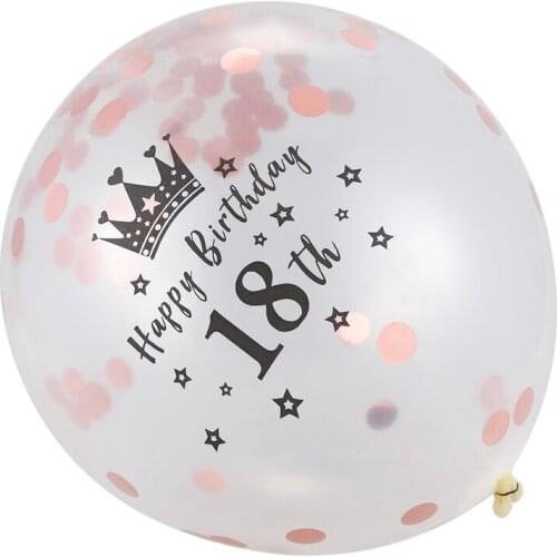 New 5Pc 12 Inch Confetti Balloons Latex Pink Birthday Balloons 18 Years Old Anniversary Wedding Party Decoration