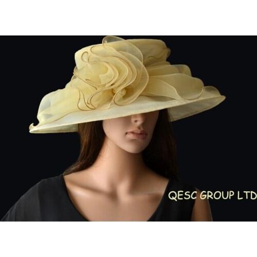 NEW Wide brim organza hats formal for Church wedding womens hat,races.kentucky derby,melbourne cup.FREE SHIPPING