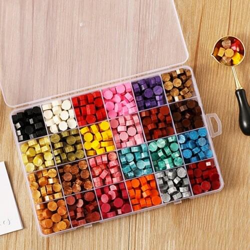 New Retro Fire Painting Sealing Wax Pills Grain Wax Seal Beads for Stamp Envelope Wedding Decor Mixed Color 600-700pcs one Box