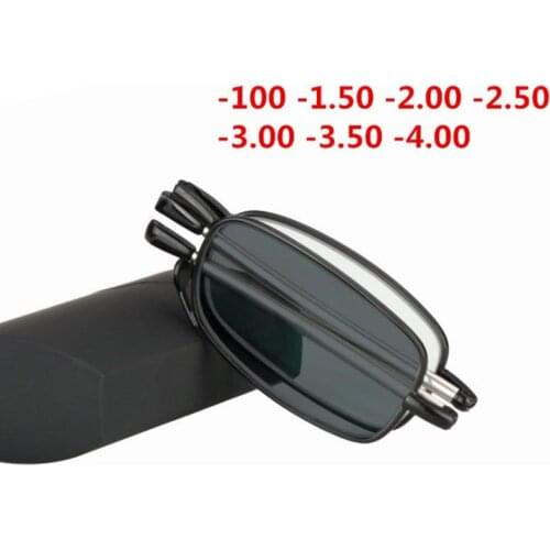 Small Folding Sun Photochromic Finished Men Women Myopia Eyeglasses Optical Myopia Eyewear Oculos Male 0 -0.5 -1.0 -1.5 To -4.0