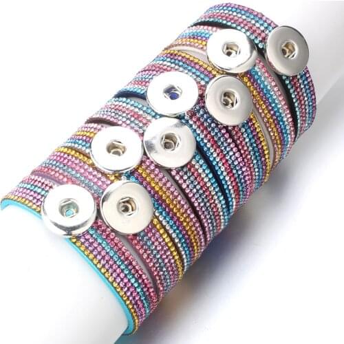 Wholesale Snap Jewelry 18MM Snap Button Bracelets & Bangles Crystal Rhinestone Leather Flowers Charm Bracelet Watches