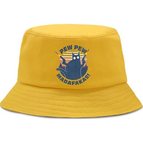Cartoon Funny Print Bucket Caps Pew Pew Madafakas Unisex Fishing Hat Outdoor Summer Fishermans Cap Sun Shade Street Beach Hats