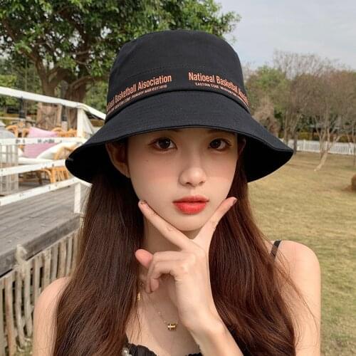 Summer Men Women Bucket Hat Letter Print Boonie Hat Solid Color Travel Beach Sun Hats Casual Visor Fishman Caps