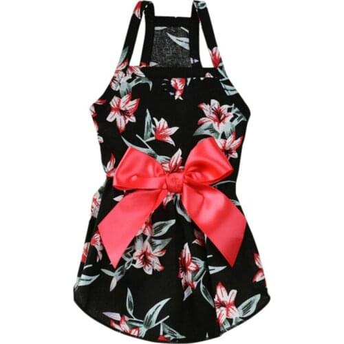 Bow-Knot Dog Dress Floral Skirt Dog Summer Clothes Small Dog Shirt Vest Clothes Chihuahua Yorkies Apparel Princess Dresses