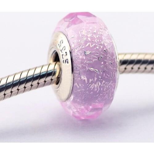 Fits Pandora Bracelet Murano Glass Thread Beads Charm LOGO Stamp DIY Findings charm fits Pandora Bracelets