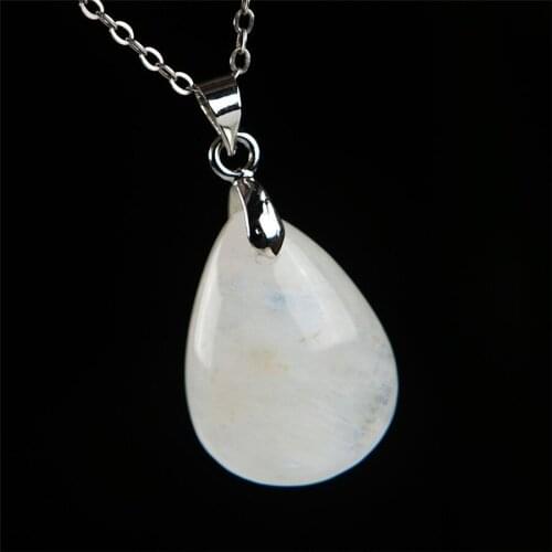 Genuine Natural Blue Light Moonstone Crystal Water Drop Bead Women Necklaces Pendants 22x17x8mm