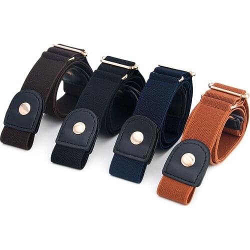 Genuine Leather Elastic Belt Jeans Simple Men and Women Invisible Belt