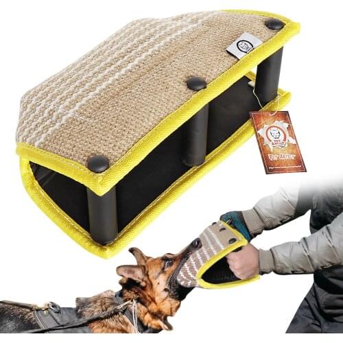 Large Dog Bite Pillow 3 Handle Jute Bite Pillow Gusset Soft Dog Tug Training Toys Pad 22*36cm For Police Canine Schutzhund