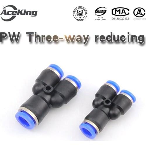 PW Air pipe Y-type PW 8-6 plastic reducing tee three way quick connector Pu hose pneumatic quick plug 3-way connector