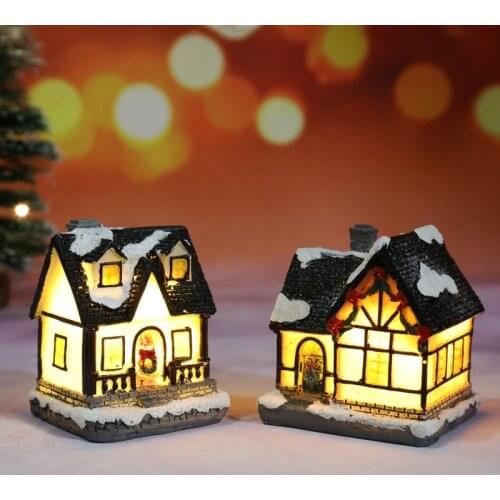 Christmas Led Light Village House Miniature Merry Christmas Decorations For Home Cristmas Ornaments Xmas Gift New Year