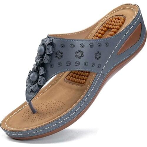 Women sandals 2021 fashion flowers comfortable flip flop platform solid color walking casual beach shoes female plus size